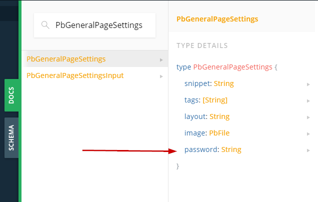 New Password Field in the Schema